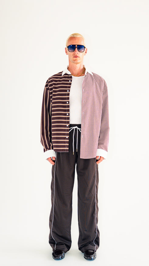 Asymmetric Pinstripe Shirt Pink