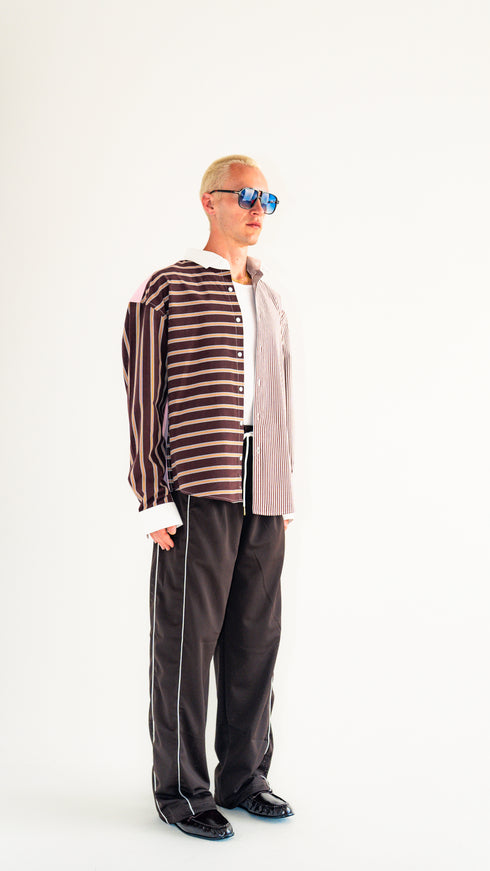 Asymmetric Pinstripe Shirt Pink