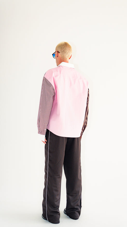Asymmetric Pinstripe Shirt Pink