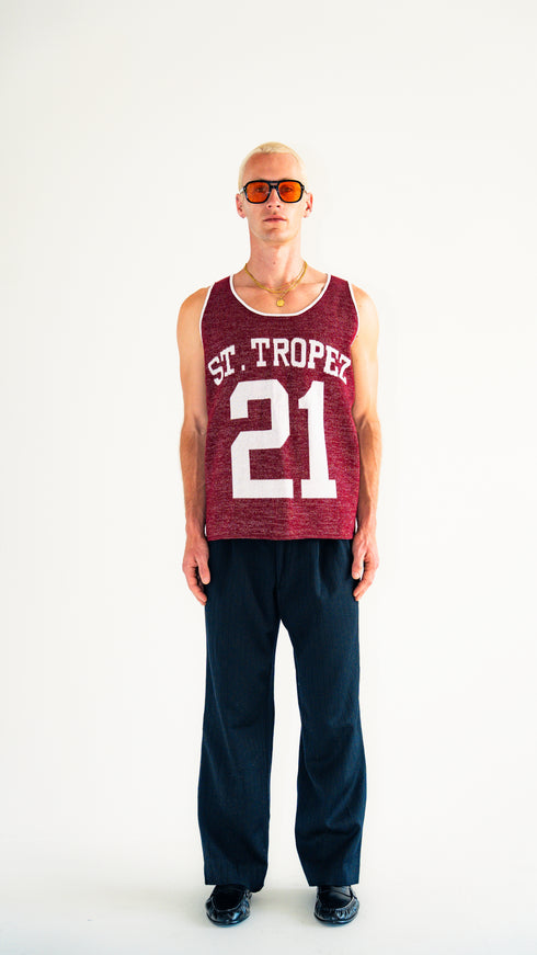 St. Tropez 21 Muscle Tank Jersey Maroon