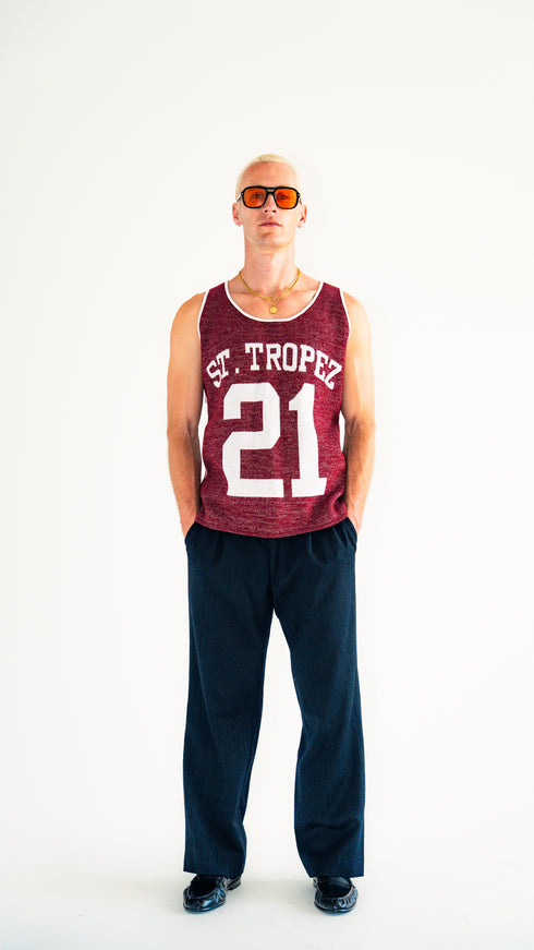 St. Tropez 21 Muscle Tank Jersey Maroon