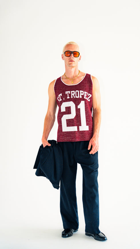St. Tropez 21 Muscle Tank Jersey Maroon