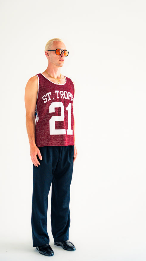 St. Tropez 21 Muscle Tank Jersey Maroon