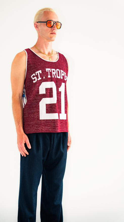 St. Tropez 21 Muscle Tank Jersey Maroon