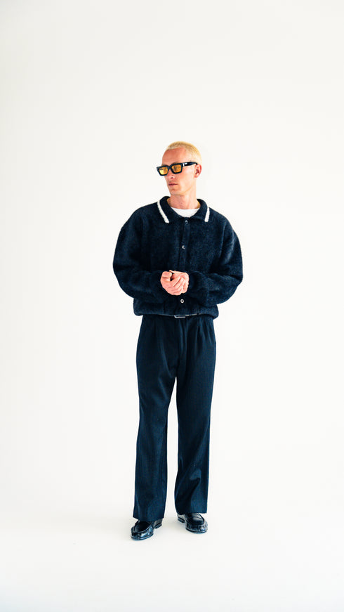 Mohair Button Up Sweater Black