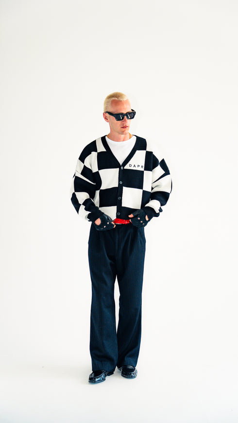 Chequered Jacquard Sweater Black & White