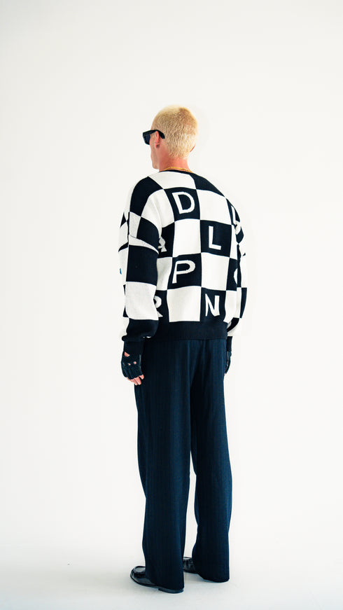 Chequered Jacquard Sweater Black & White