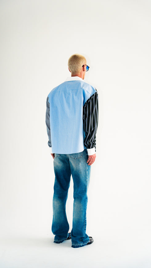 Asymmetric Pinstripe Shirt Blue