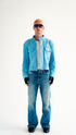 Suede Moto Jacket Carolina Blue