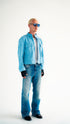 Suede Moto Jacket Carolina Blue