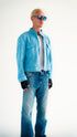 Suede Moto Jacket Carolina Blue