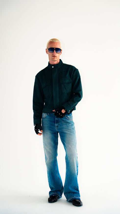 Suede Moto Jacket Green