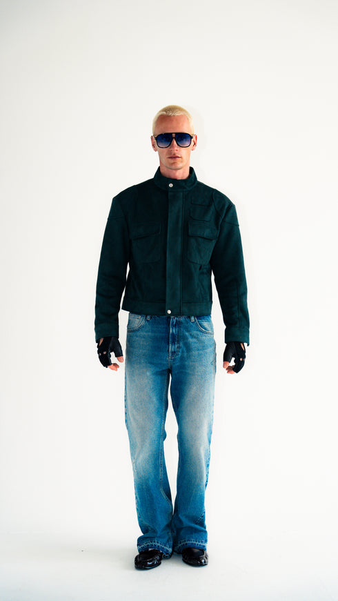 Suede Moto Jacket Green