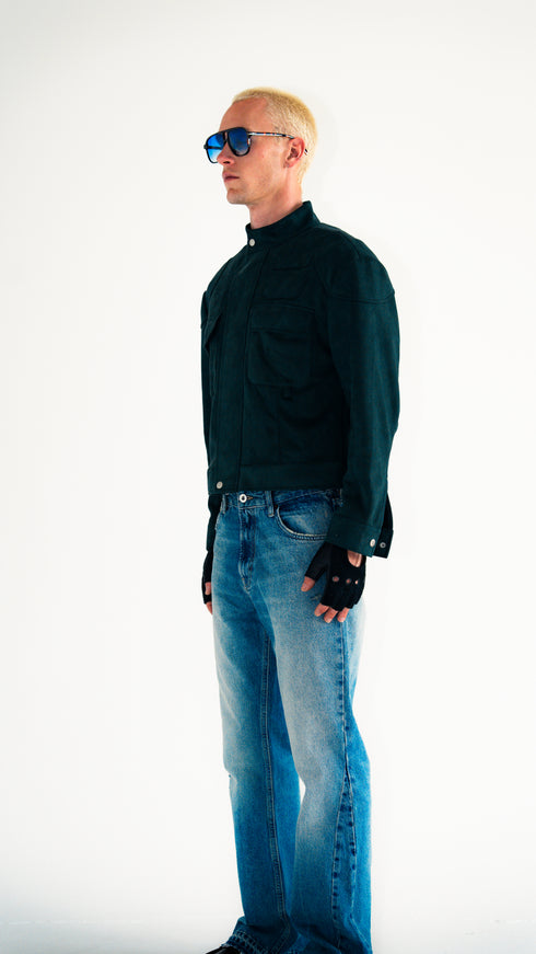Suede Moto Jacket Green