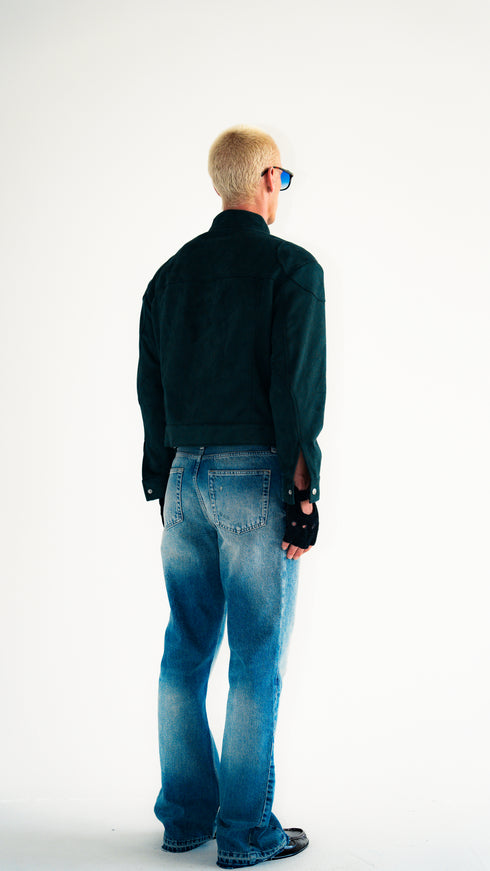 Suede Moto Jacket Green