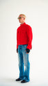 Suede Moto Jacket Red