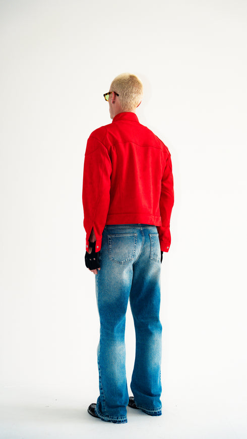 Suede Moto Jacket Red