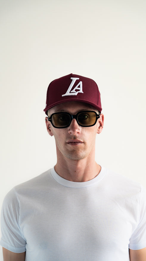 LA Snapback Hat Burgundy