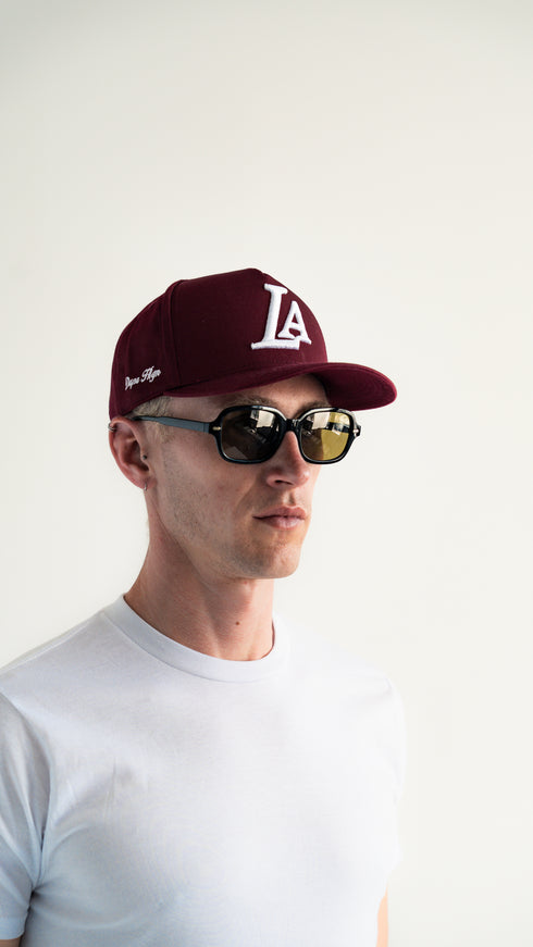 LA Snapback Hat Burgundy