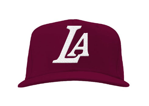 LA Snapback Hat Burgundy