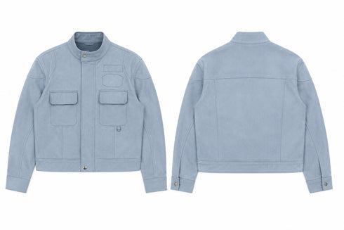 Suede Moto Jacket Carolina Blue
