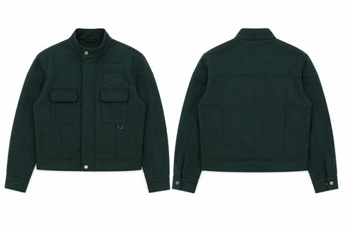 Suede Moto Jacket Green