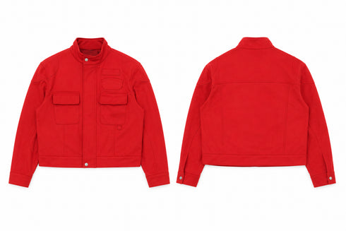 Suede Moto Jacket Red