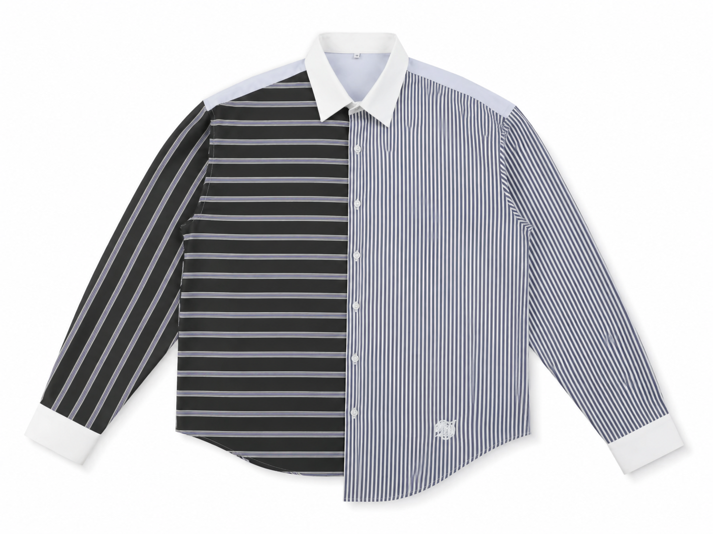 Asymmetric Pinstripe Shirt Blue